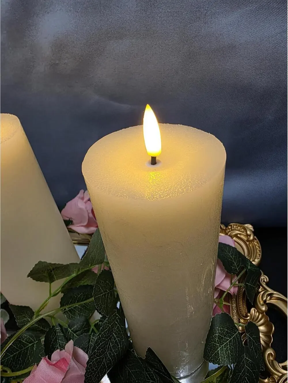 LED Pillar Candles, 2-Piece Set, Cream